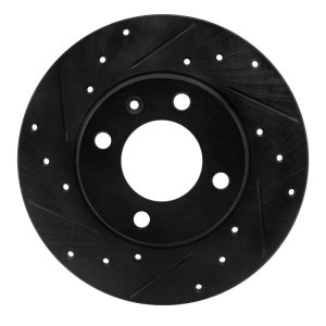 Audi Fox Brake Rotor (1) - Front Left - R1 Concepts - Drilled & Slotted - Black - `73-`05